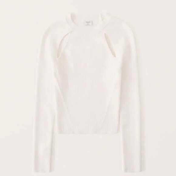 Size S Abercrombie & Fitch White Collarbone Cutout Slim Top - Picture 2 of 6